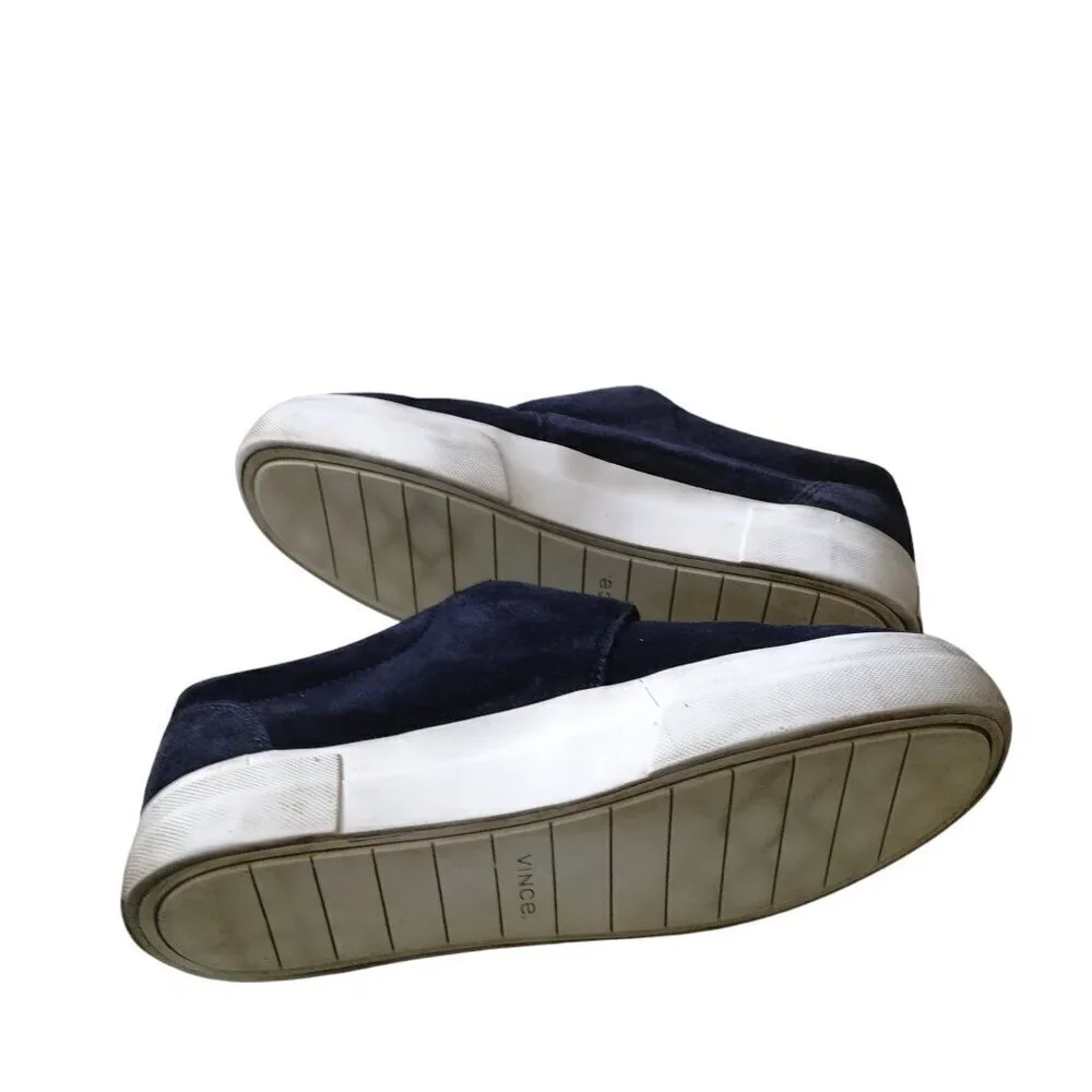 Vince Women's Size 8.5M Blue Suede Sneakers Fashion Tennis Hook Loop Closure